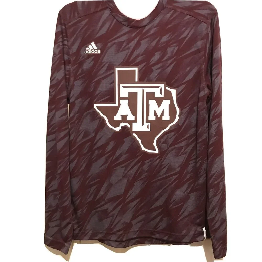 Texas A&M Long Sleeve T-Shirt Men's Size Small Adidas Climalite